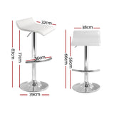 Artiss 2x Bar Stools Adjustable Gas Lift Chairs White BA-TW-NEWT706-WH-X2