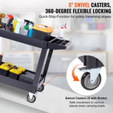 Utility Service Cart, 2 Shelf 550LBS Heavy Duty Plastic Rolling Utility Cart with 360&deg Swivel Wheels V952-DXSLSYTCDXCD2ZRGNV0