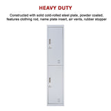 2-Door Vertical Locker for Office Gym Shed School Home Storage V63-832431