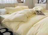 Light-yellow Solid Color Solid Color Solid Color 1.5m Bed Fitted Sheet Set with 200x230cm Duvet V888-ELOSUNG19100