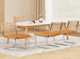 Artiss Dining Chairs Set of 4 PU Leather Rattan Cantilever Brown UPHO-C-DIN-2504-BRX4