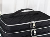 Fashionable and light luxury large-capacity black embroidered diamond-shaped cosmetic bag with three V1105-YAHZB-001