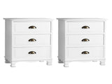 Artiss 2x Bedside Table 3 Drawers Vintage - THYME White ST-CAB-B-3D-WHX2