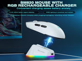 SOLAKAKA SM820 Wireless Gaming Mouse with RGB Charging Dock,24000 DPI Tri-Modes Wireless Mousewhite V1300-SM820-WHITE