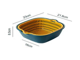 Drain Basket Double Layer Side Handle PP Rapid Draining Thickened Washing Basket for Kitchen Yellow V1294-YM0716-3118220157711