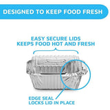 100X Disposable Takeaway Pan with Transparent Lid, Rectangular Aluminum Foil Tray, Tightly Sealed, V1369-AZ3-W-08379