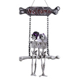 Halloween Skeleton Decorations - Hanging Bride & Groom Skeleton Couple Figurine with Welcome Sign & V1366-AZ2-W-24512