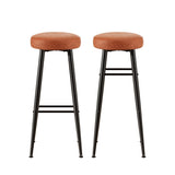 Artiss 2x Bar Stools Kitchen Dining Chairs Counter Round PU Leather Lane Brown UPHO-C-BAR-2502-BRX2
