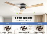 Devanti 52'' Ceiling Fan 3 Blades Double-sided DC Motor w/Light w/Remote Light Wood and bLack CF-C-52-70PLY-LW