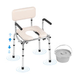 Commode Chair, Bedside Commode with Padded Seat, Drop-Down Arms, 7-Level Adjustable Height, 5.8L V952-WLKBS350BGRZ6CIGBV0