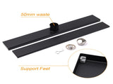 Matt Black 600mm Tile Insert Linear Shower Grate Floor Drain 50mm Waste Outlet V1233-LGTI02A600BL