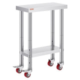Stainless Steel Work with Wheels 24 x 12 x 32 Inch Prep with 4 Casters Heavy Duty Work V952-SYGZT12X24INDJL01V0
