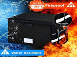 CARLA HOME Fireproof Document Box with Lock - Collapsible Black - Glass Fiber - Reflective Strip V178-36525