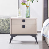 Bedside Table with 2 Storage Drawers MDF Combination of Champagne and Black Colour Nightstand V43-BST-MAXL