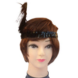 6x 1920s FLAPPER HEADBAND Headpiece Feather Sequin Charleston Costume Party BULK - Black V563-BR-6FLAPPERHDBND-BLK