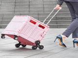 Foldable Utility Cart, 65L Collapsible Portable Crate Rolling Cart with Stair Climbing Wheels & 360&deg V952-BXSPLCFS176L2ECQCV0