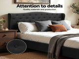 Artiss King Bed Frame Wingback Headboard Charcoal Grey Linen Upholstered Platform Bed Base BFRAME-G-PIER-K-CA-ABC