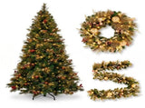 Christabelle Deluxe Mountain Pine 3pc Set 7.5ft Pre-lit Tree 61cm Wreath 2.74m Garland LED Ligh CMB-SENDMP75-WG