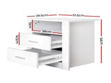Artiss 2 X Bedside Table 2 Drawers with Shelf - TARA White FURNI-SIDE-SHELF-WHX2
