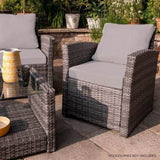 LONDON RATTAN 4 pc Outdoor Furniture Setting, 4 Seater, Lounge Sofa Chairs and Coffee Table, for V219-OTDOLSLR4PTA