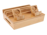 Bamboo Charging Station Multifunction 5 Ports Charging Station Rack for Phones Tablets Watches V1294-YM0626-3117220280112