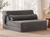 Artiss 3-in-1 Folding Sofa Bed Armless Lounger Chair with Side Pocket and Pillow SB-B-CDF-FOLD-GY