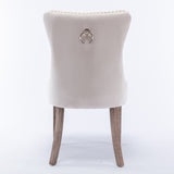 2x Velvet Dining Chairs Upholstered Tufted Kithcen Chair with Solid Wood Legs Stud Trim and V226-SW8801BG