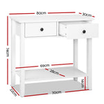 Artiss Console Table 2 Drawers 80CM White Chole FURNI-P-HS-2D1S-WH