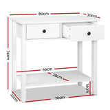 Artiss Console Table 2 Drawers 80CM White Chole FURNI-P-HS-2D1S-WH