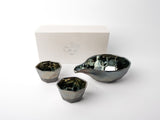Sake Set Faceted Ink Glaze V637-C0895