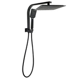 WELS Matt Black 10" Rain Shower Head 3 Mode Handheld Gooseneck Arm Diverter 2in1 Set V1233-HS002M4CBSS1001BA702B