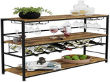 CARLA HOME Large Rack with Glass Holder, Metal Designed Bottle Holder and Wood Countertop for LSB-36267