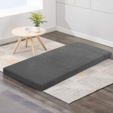 Giselle Bedding Foldable Mattress Folding Foam Bed Mat Single Grey FOAM-MFM-CU01-VEL-GY