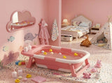 CARLA HOME Foldable Baby Bath Tub with Collapsible Toddler - Pink LSB-36509
