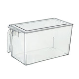 Refrigerator Storage Box,11.42in Clear PP5 Food-Grade Container with Lid,Stackable Organizer Bins V1369-AZ3-W-14646