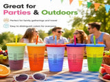 5Pcs Color Changing Cups with Lids & Straws, 24 oz Cute Reusable Plastics Bulk, Party V1192-AZ-W-18143