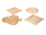 Wooden Serving Tray Japanese Style Decorative Appetizer Platter Set for Kitchen Countertop Set of 4 V1294-YM0901-3118240114311