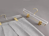 10 Pack Acrylic Pants Hangers, Adjustable Non Slip Clips with Gold Hooks for Closet, Clear Gold V1188-MS-721-008
