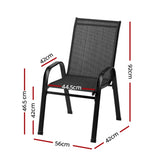 Gardeon 2PC Outdoor Dining Chairs Stackable Lounge Chair Patio Furniture Black FF-STA-CHAIR-BK-X2