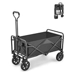 5 Inch Wheel Black Folding Beach Wagon Cart Trolley Garden Outdoor Picnic Camping Sports Market V255-TROLLEY-5INCH-BK