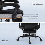 Artiss Office Chair Executive Fabric Seat Racing Computer Desk Chairs Footrest OCHAIR-L-1109SJ-BK