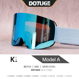 Magnetic Flip-Up Ski Goggles with Anti-Fog Cylindrical Lens for Snow Sports, Winter Hiking, and V1341-ZY-JNQ8ZBDG-F