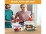 2 Pack Ziplock Bag Holder, Baggy Rack Holder for Food Prep Bag, Transparent Food Storage Bag Stand, V1369-AZ3-W-16269