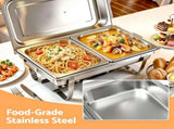 5-Star Chef Chafing Dish 8L 2-Pan Buffet Warmer Food Warmer Catering Server CD-9L-2Z-SS