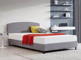 Linen Fabric Double Bed Curved Headboard Bedhead - Slate Ash V63-839711