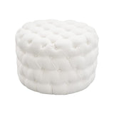 Bouclé White Ottoman-Round V264-OTM-802V-WHE