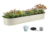 Green Fingers Oval Raised Garden Bed Galvanised Planter Box Rust Resistant 240x60x45cm White GB-OVAL-2406045-WH