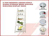 5 Tier Wooden Ladder Shelf Stand Storage Book Shelves Shelving Display Rack V63-824201