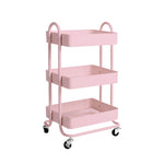 Levede 3 Tiers Kitchen Trolley Cart Pink HO0576-3-PK