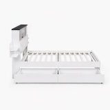 Artiss King Single Bed Frame with Storage Drawers White Platform Bedframe with Bookcase Headboard WBED-F-LUMEX-KS-WH-AB